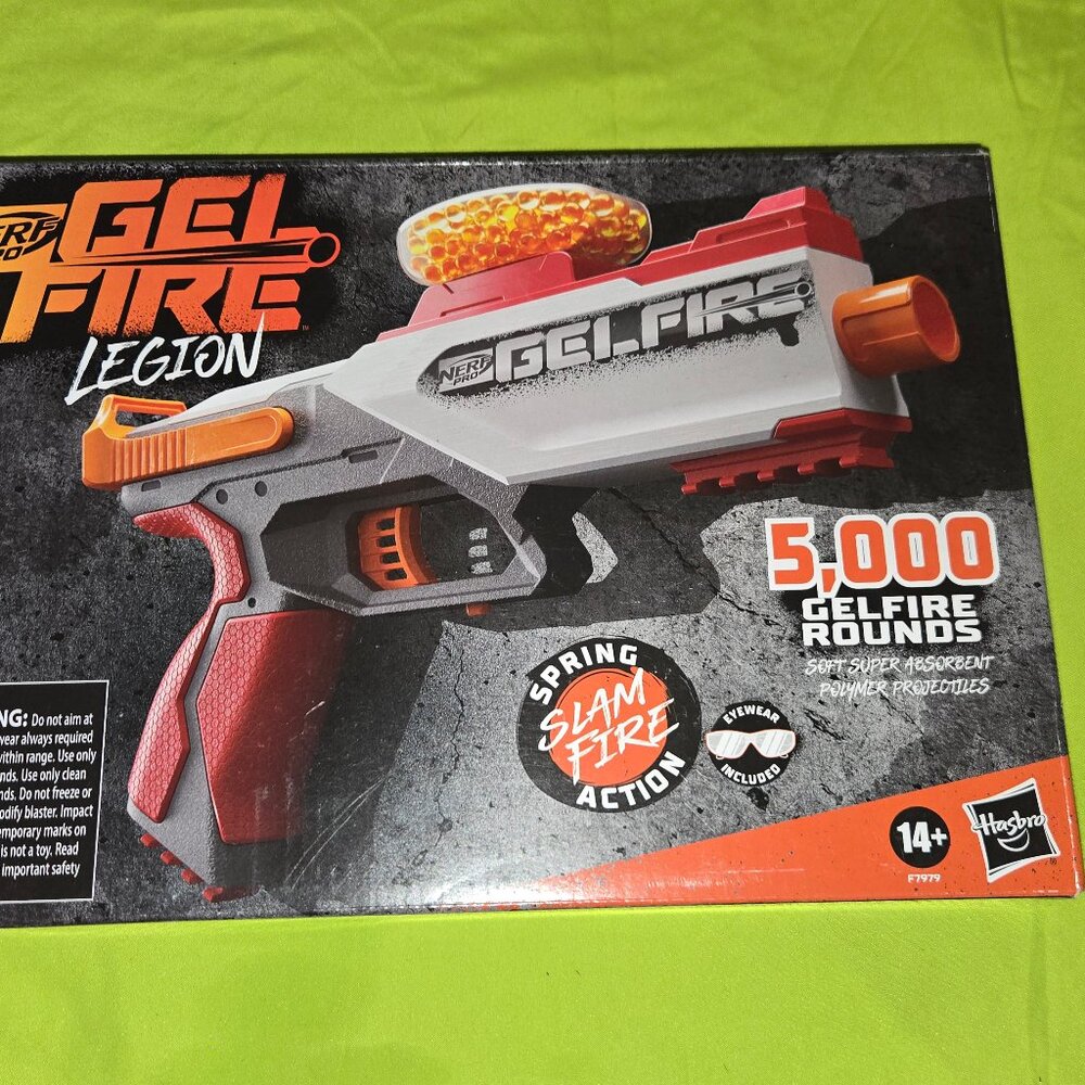 Nerf Pro Gelfire Legion Spring Action Blaster, 5000 Rounds, 130 Hopper, Protecti
